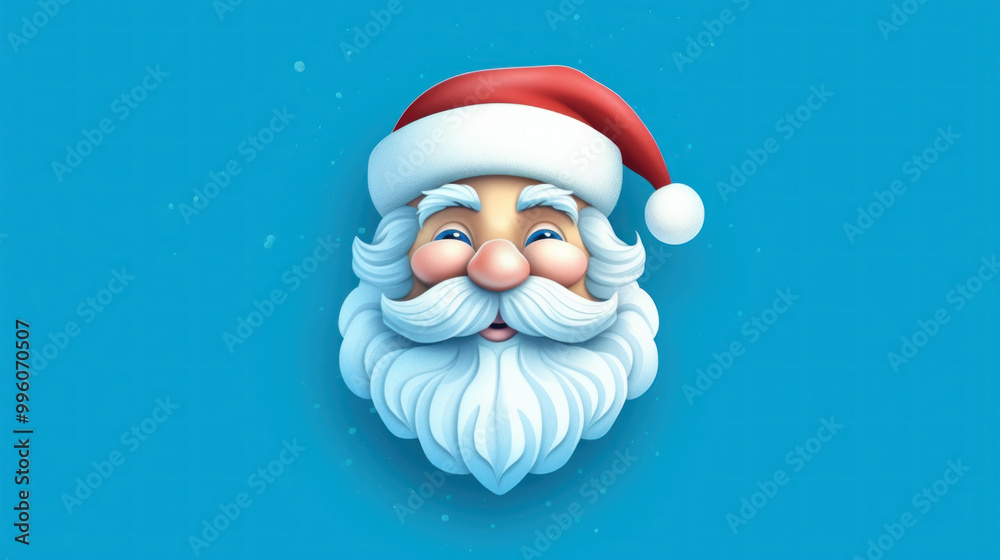 Illustration of Santa Claus face on a vivid blue background Illustration of Santa Claus face on a vivid blue background