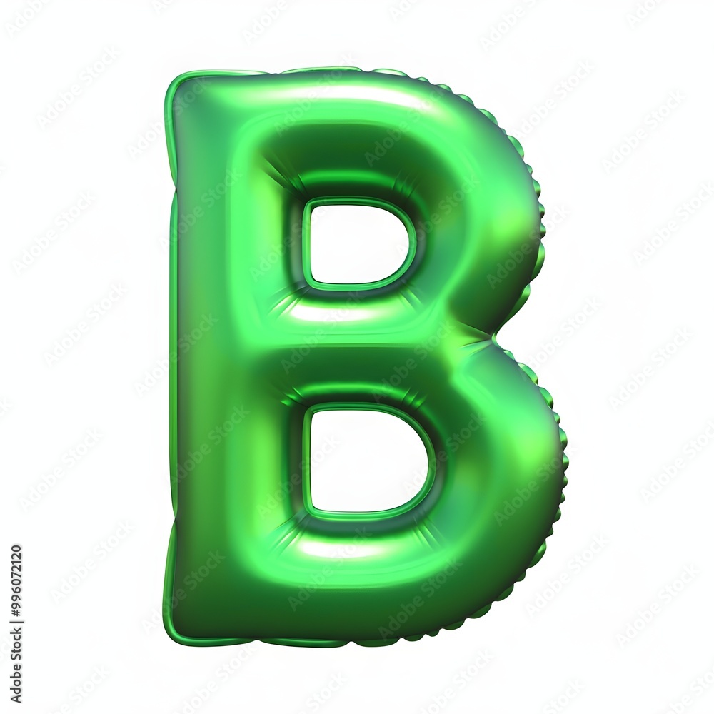 Green letter B in shape of a balloon, Clean image, high quality, white background Green letter B in shape of a balloon, Clean image, high quality, white background