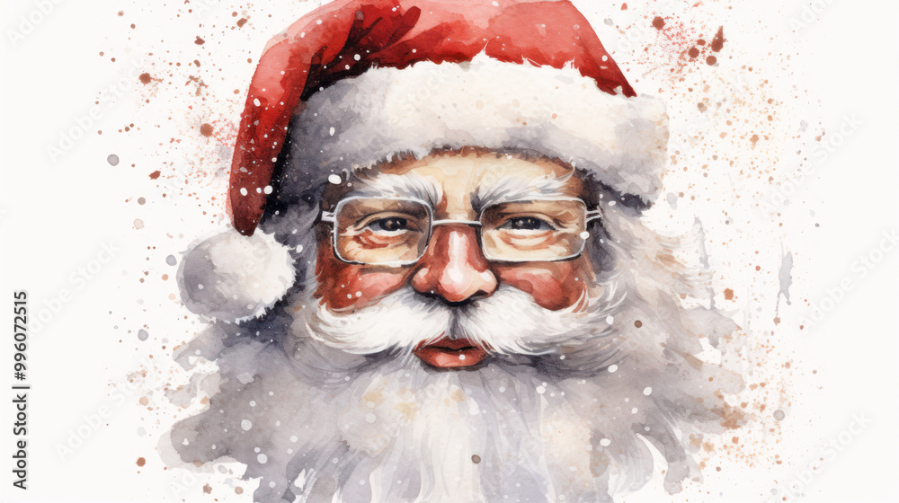 Watercolor of Santa Claus face on a gray background Watercolor of Santa Claus face on a gray background