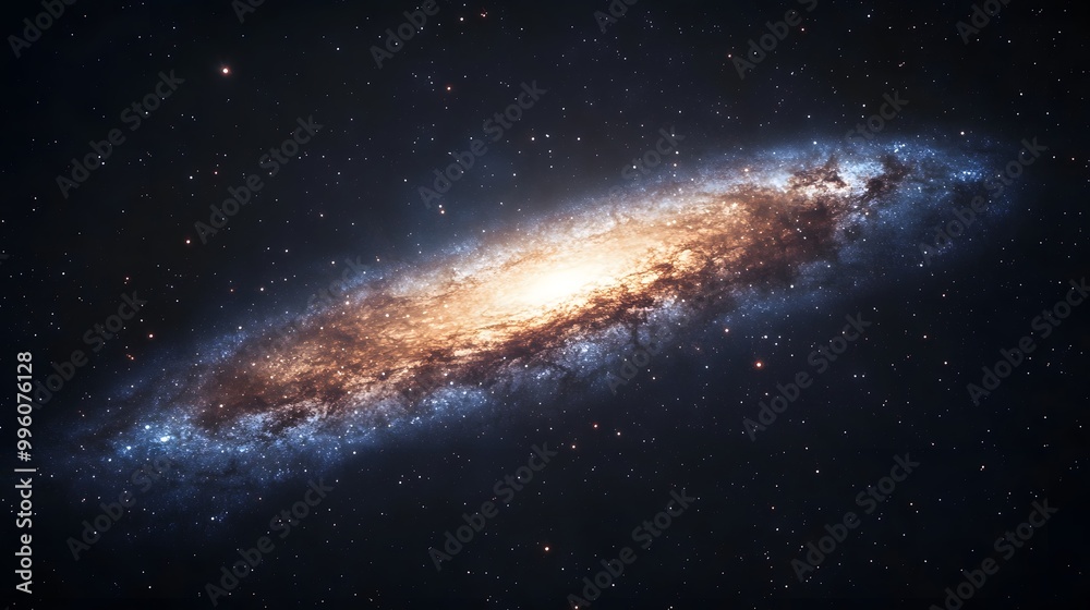 Fototapeta premium Milky Way galaxy on a black background, featuring cosmic dust, stars, and nebulae in a high-resolution astrophotography scene with an ethereal glow and cosmic energy.