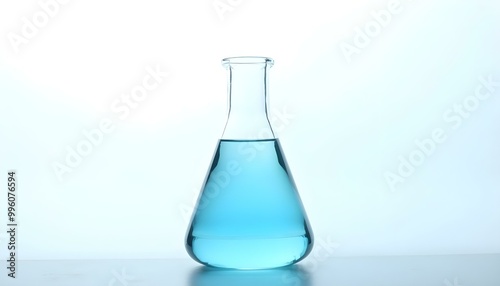 Lab flask with colored water representing water quality and liquid testing