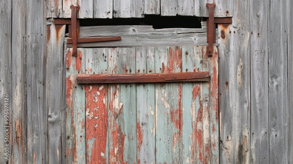 Weathered Wooden Door With Rusty Hinges and Peeling Paint Weathered Wooden Door With Rusty Hinges and Peeling Paint