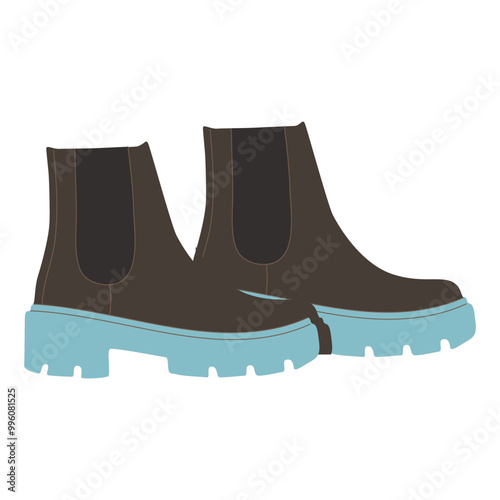 Modern women boots. Fashion footwear. Autumn shoes. Trendy comfortable casual foot wear with laces and round toe.