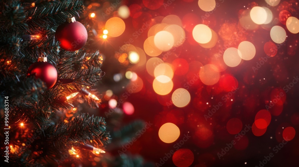 A soft, warm red Christmas-themed background with a blurred effect.