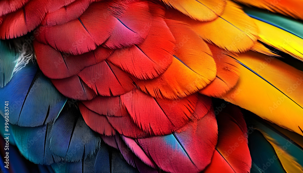 Fototapeta premium close up of vibrant avian feathers generative ai