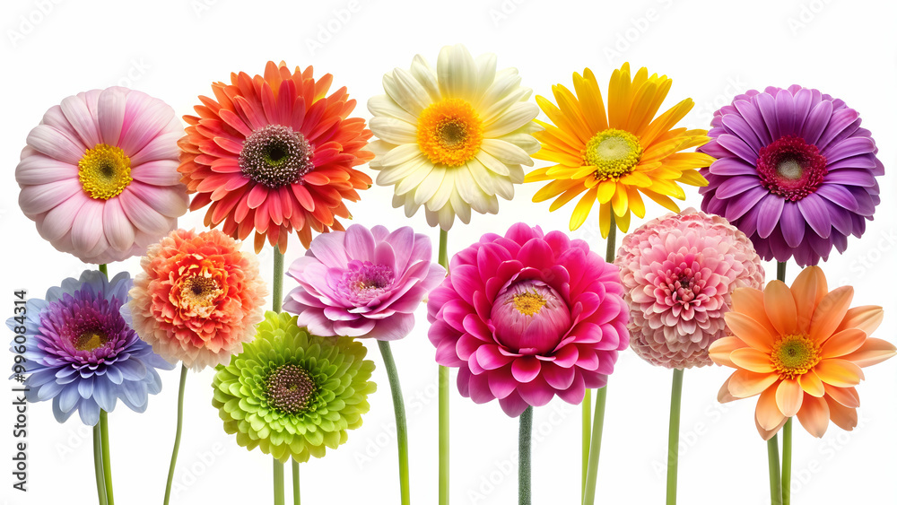 Set of colorful flowers isolated on white background, flowers, isolated, vibrant, blooms, petals, bouquet, fresh, nature Set of colorful flowers isolated on white background, flowers, isolated, vibrant, blooms, petals, bouquet, fresh, nature