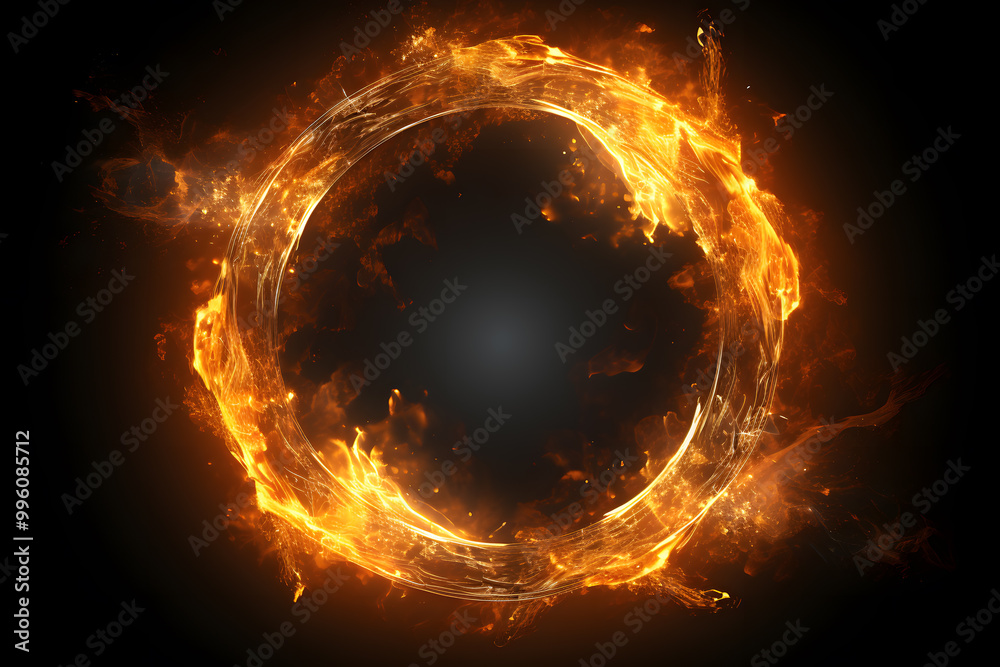 Fototapeta premium Realistic Ring of fire isolated on a black background