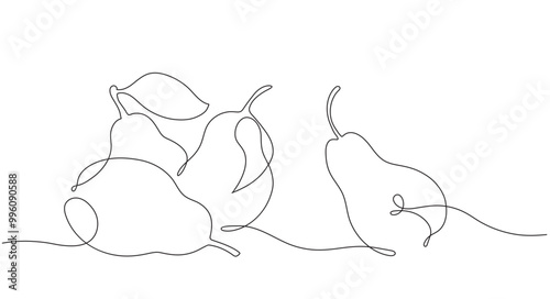 Graphic fruit clip art with pears in one line technique