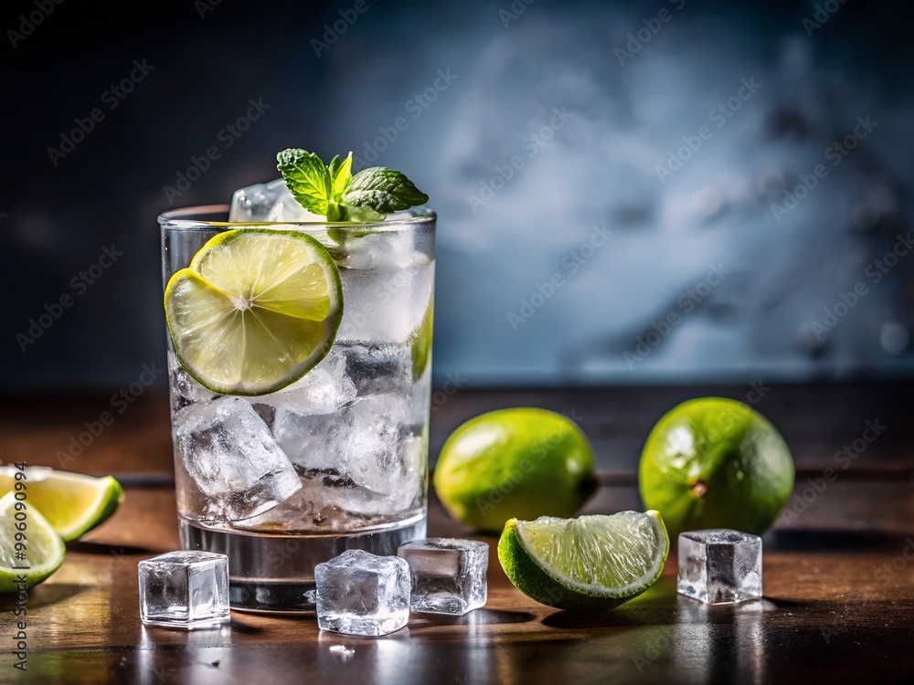 mojito cocktail on a table on dark background mojito cocktail on a table on dark background