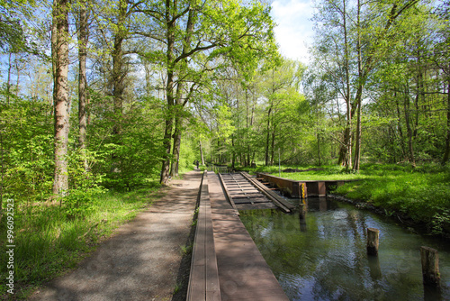 A lock for paddle boats on a flow in Lübbenau in the Spreewald (Spree forest), Germany photo