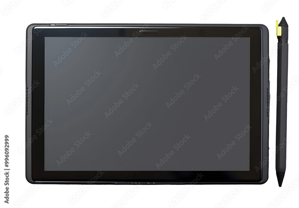 Top view of modern graphic tablet isolated on transparent background Top view of modern graphic tablet isolated on transparent background