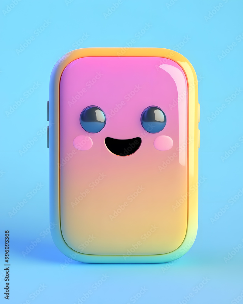 3d icon kawaii smartphone illustration in pastel colors isolated on sky blue background 3d icon kawaii smartphone illustration in pastel colors isolated on sky blue background