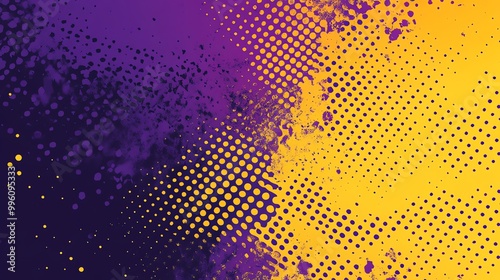 Wallpaper Mural Abstract purple and yellow polka dot pattern on a dark background. Torontodigital.ca