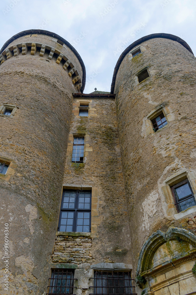 Towers of medieval castle in France