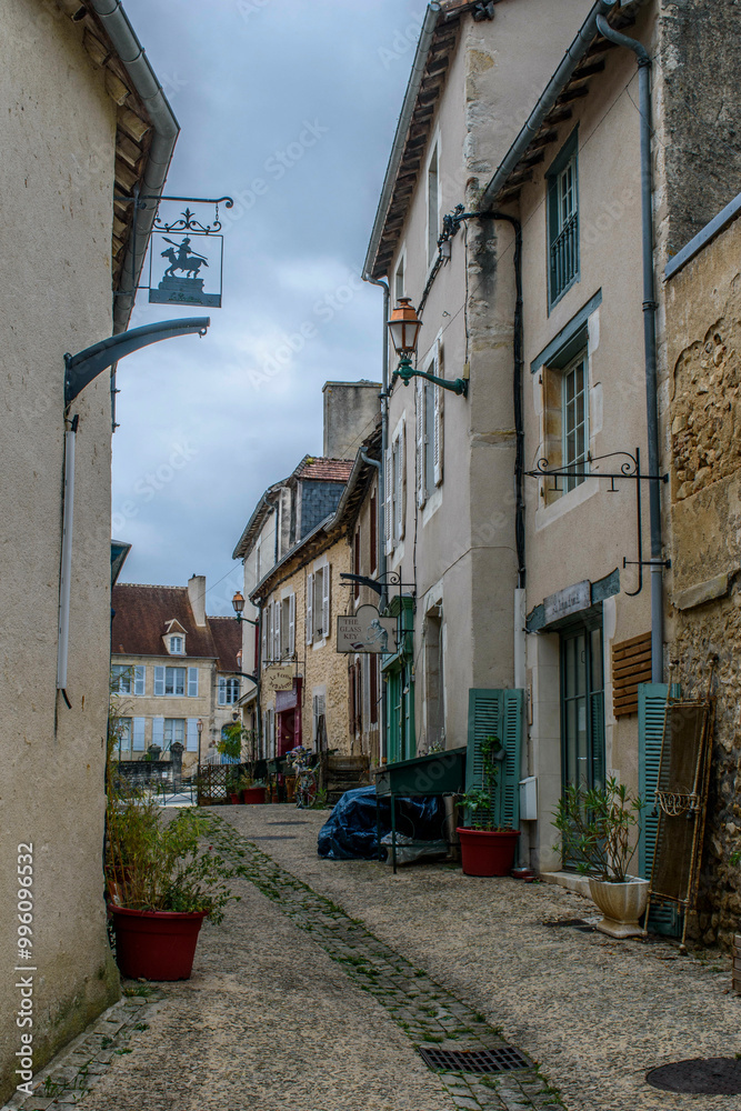 Old medieval street of french town Montmorillon