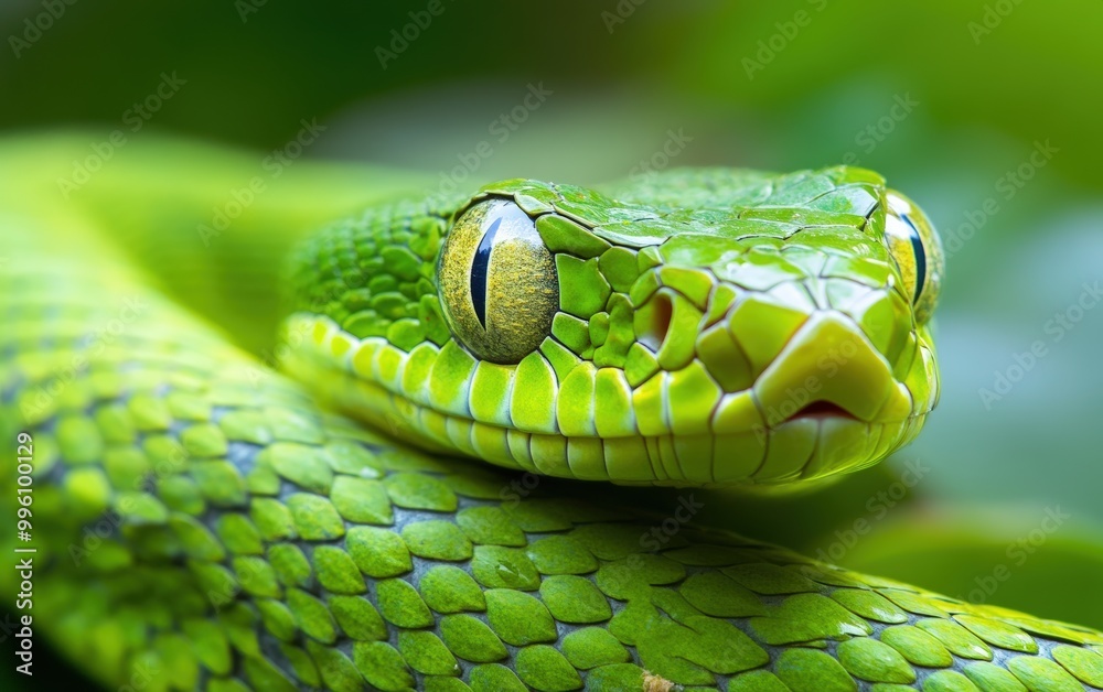 Fototapeta premium Green Wooden Snake 