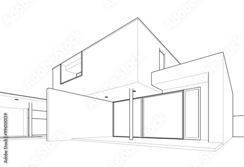 Architectural drawing vector 3d illustration