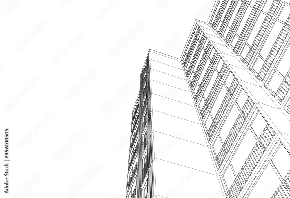 Fototapeta premium Architectural drawing vector 3d illustration