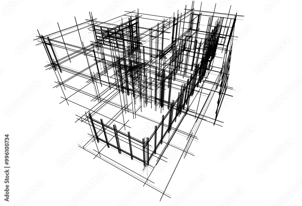 Architectural drawing vector 3d illustration Architectural drawing vector 3d illustration