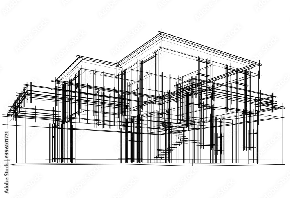 Architectural drawing vector 3d illustration Architectural drawing vector 3d illustration