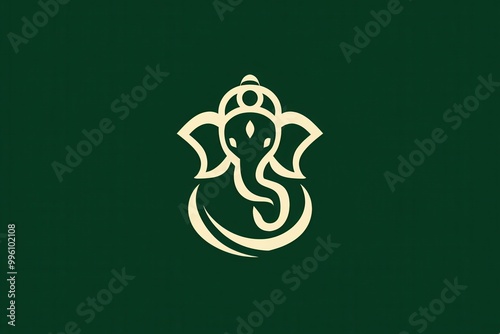 Minimalist Lord Ganesha Vector Illustration on Dark Green Background - Ideal for Diwali Decorations, Spiritual Art, and Cultural Celebrations