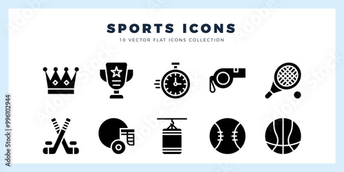 10 Sports Glyph icon pack. vector illustration.