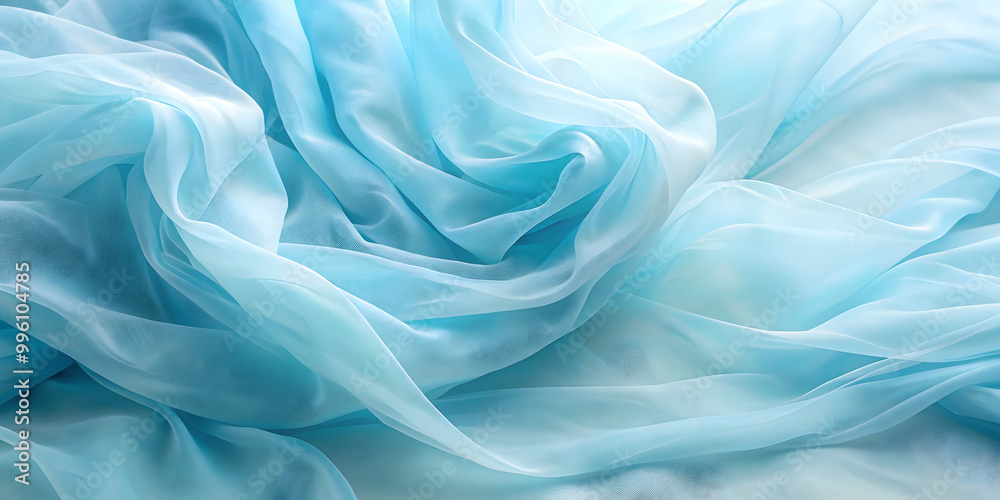 Flowing sheer pastel fabric in soft blue tones, creating a dreamy abstract background, Pastel, Sheer, Fabric, Soft, Blue Flowing sheer pastel fabric in soft blue tones, creating a dreamy abstract background, Pastel, Sheer, Fabric, Soft, Blue