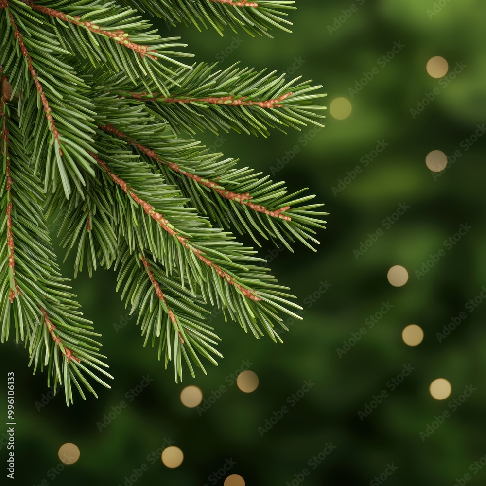 Obraz premium Christmas Tree Branch with Lights Background