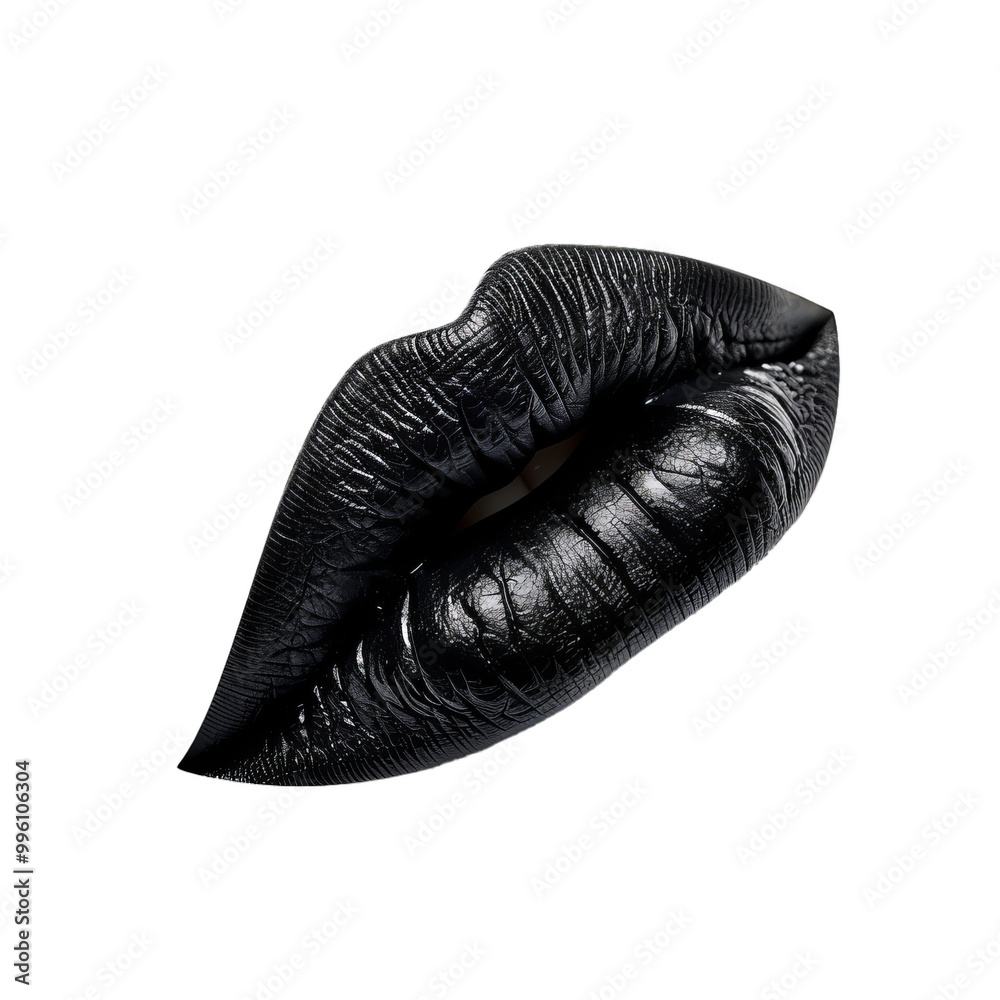 Woman lips with black lipstick slightly covering open mouth Woman lips with black lipstick slightly covering open mouth