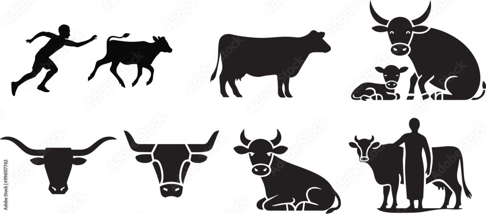 silhouette cow animal farm, illustration silhouette cow animal farm, illustration