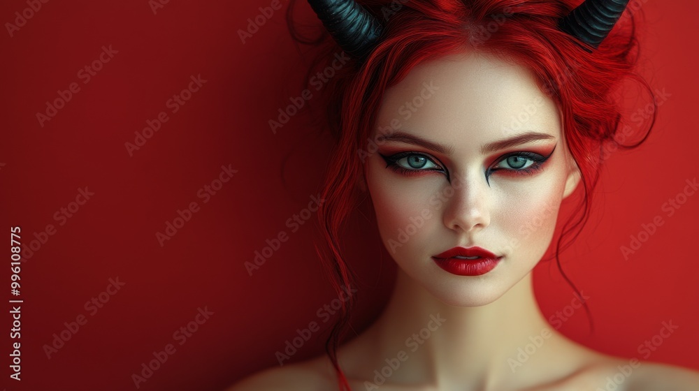 Dark Fantasy Demon Cosplay with Horns and Gothic Aesthetic in Red and Black Dark Fantasy Demon Cosplay with Horns and Gothic Aesthetic in Red and Black