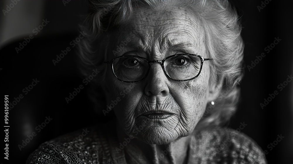 Black and White Portrait of an Elderly Woman Black and White Portrait of an Elderly Woman