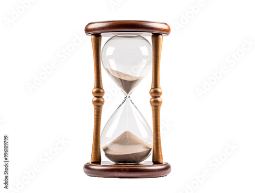 a sand clock with wooden legs