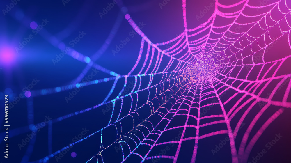 floating glowing spider web with neon threads creates mesmerizing visual effect against vibrant background. intricate design captivates with its ethereal beauty floating glowing spider web with neon threads creates mesmerizing visual effect against vibrant background. intricate design captivates with its ethereal beauty