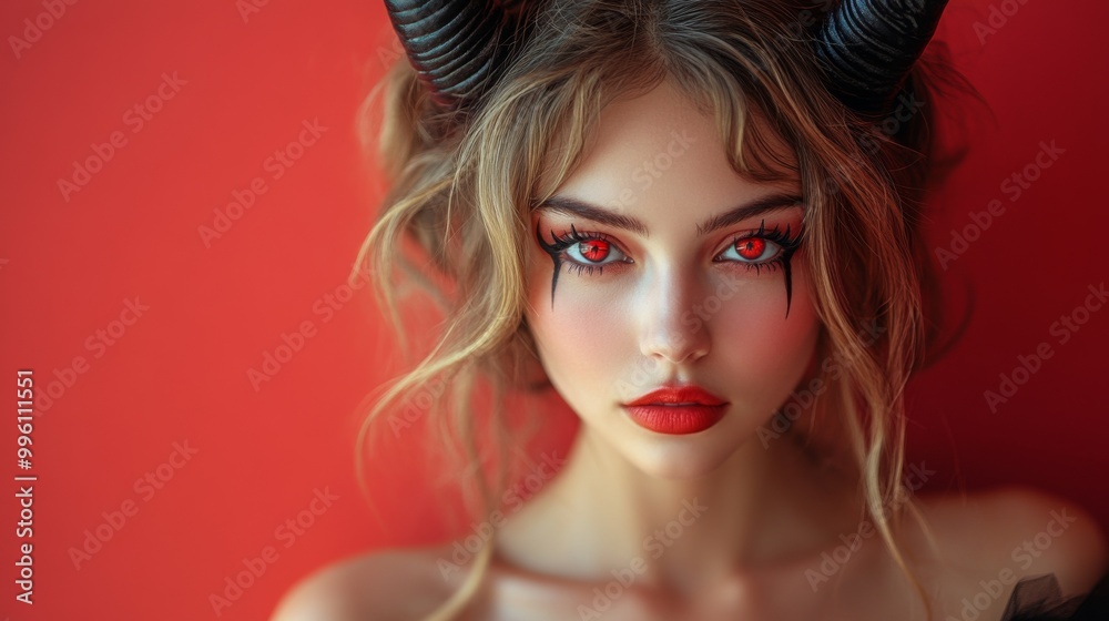 Dark Fantasy Demon Cosplay with Horns and Gothic Aesthetic in Red and Black Dark Fantasy Demon Cosplay with Horns and Gothic Aesthetic in Red and Black