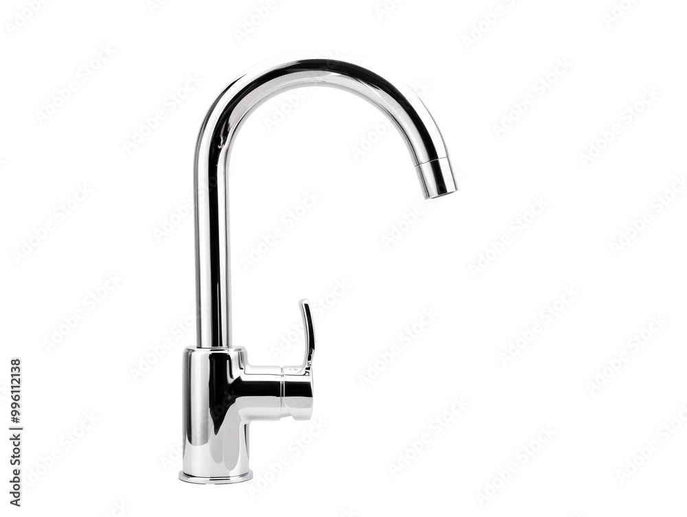 a silver faucet with a white background a silver faucet with a white background