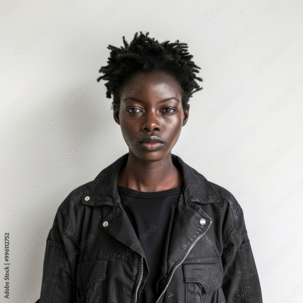 Obraz premium Black volunteer portrait photo face.