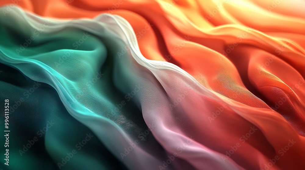 Fototapeta premium Turquoise And Peach Gradient Curves