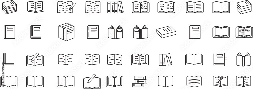Set of Books outline icon bundle design Set of Books outline icon bundle design