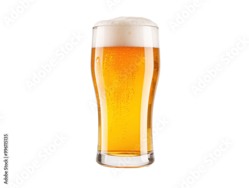 a glass of beer with foam