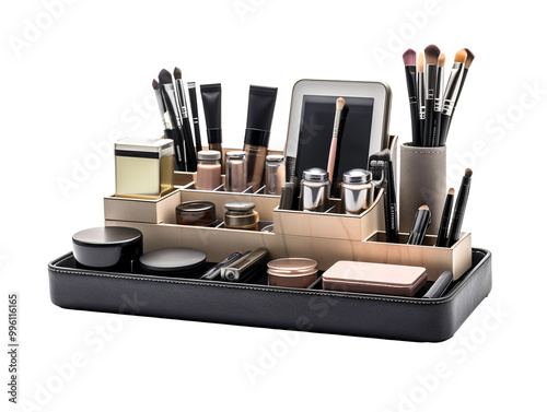 a makeup set with a mirror and other makeup products