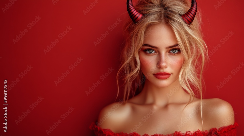 Dark Fantasy Demon Cosplay with Horns and Gothic Aesthetic in Red and Black Dark Fantasy Demon Cosplay with Horns and Gothic Aesthetic in Red and Black