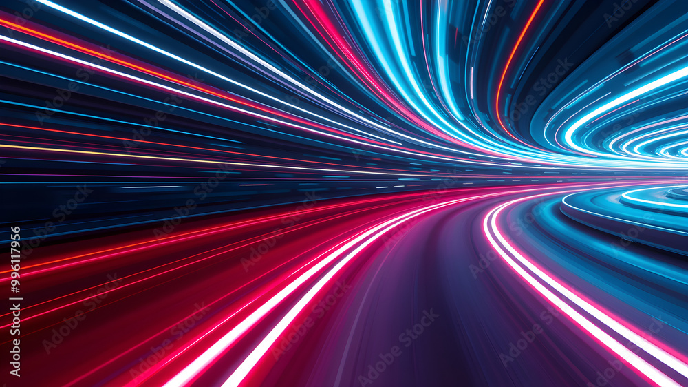 Neon Road Speed with Abstract Light Traces and LED Curves Symbolizing Futuristic Car Movement Neon Road Speed with Abstract Light Traces and LED Curves Symbolizing Futuristic Car Movement