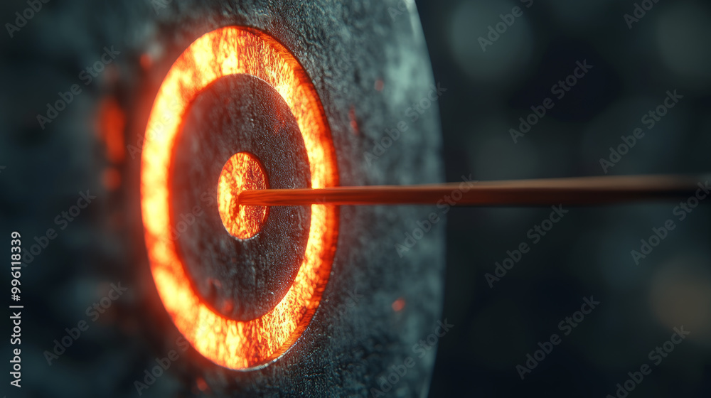 glowing target with arrow hitting bullseye creates striking visual of precision and focus. vibrant orange glow emphasizes impact, showcasing determination and success glowing target with arrow hitting bullseye creates striking visual of precision and focus. vibrant orange glow emphasizes impact, showcasing determination and success
