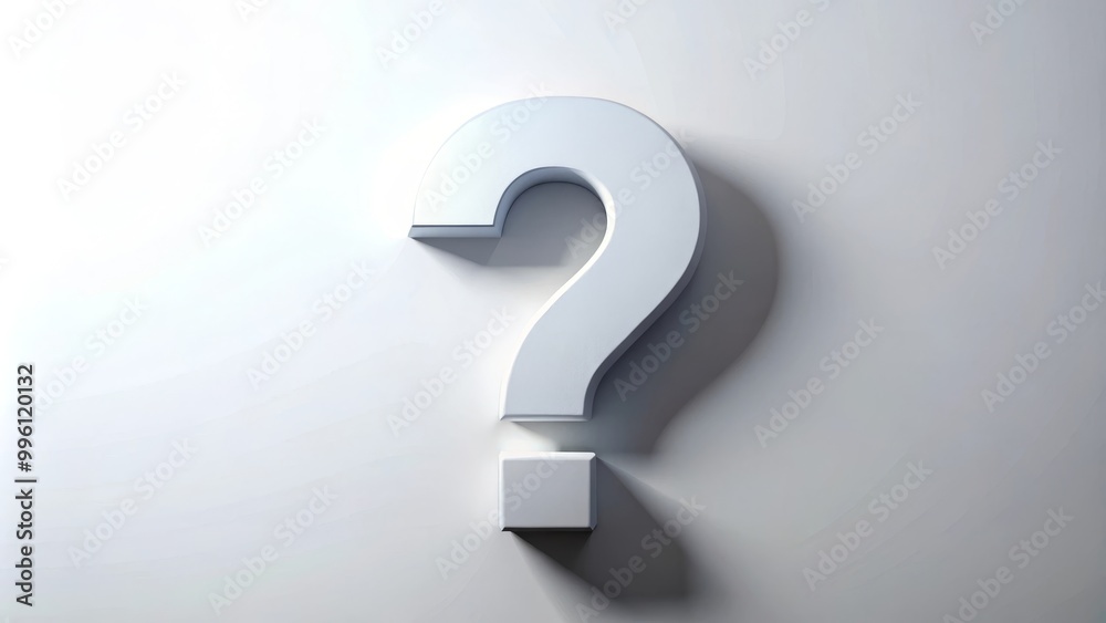 Big metallic question mark is standing on a white background Big metallic question mark is standing on a white background