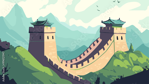 The Great Wall of China's Mountaintop Passage .eps