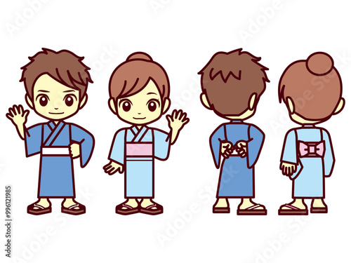 浴衣、正面、後ろ1