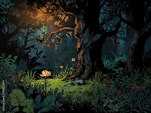 Tree in a forest background