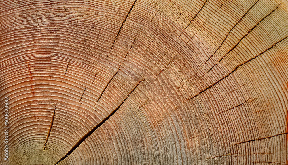 Fototapeta premium Close-Up of Tree Trunk Rings, Showcasing the Intricate Patterns and Natural History of Wood Growth