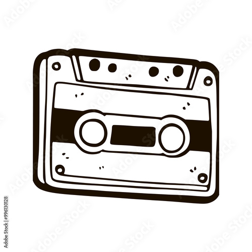 cassette tape cartoon doodle hand drawn vector illustration template design